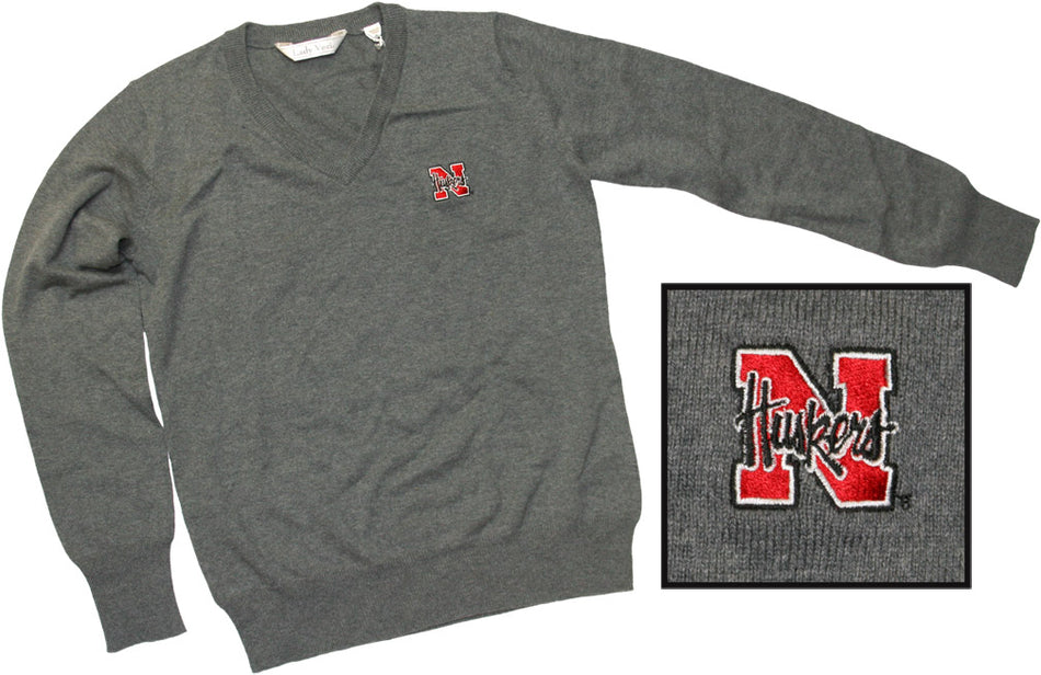 W. CLASSIC GREY V-NECK SWTR