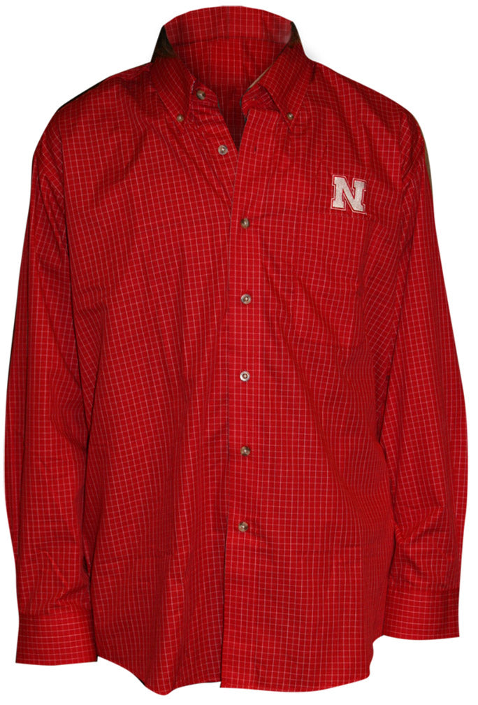 Mens Red and White Plaid L/S Button UP