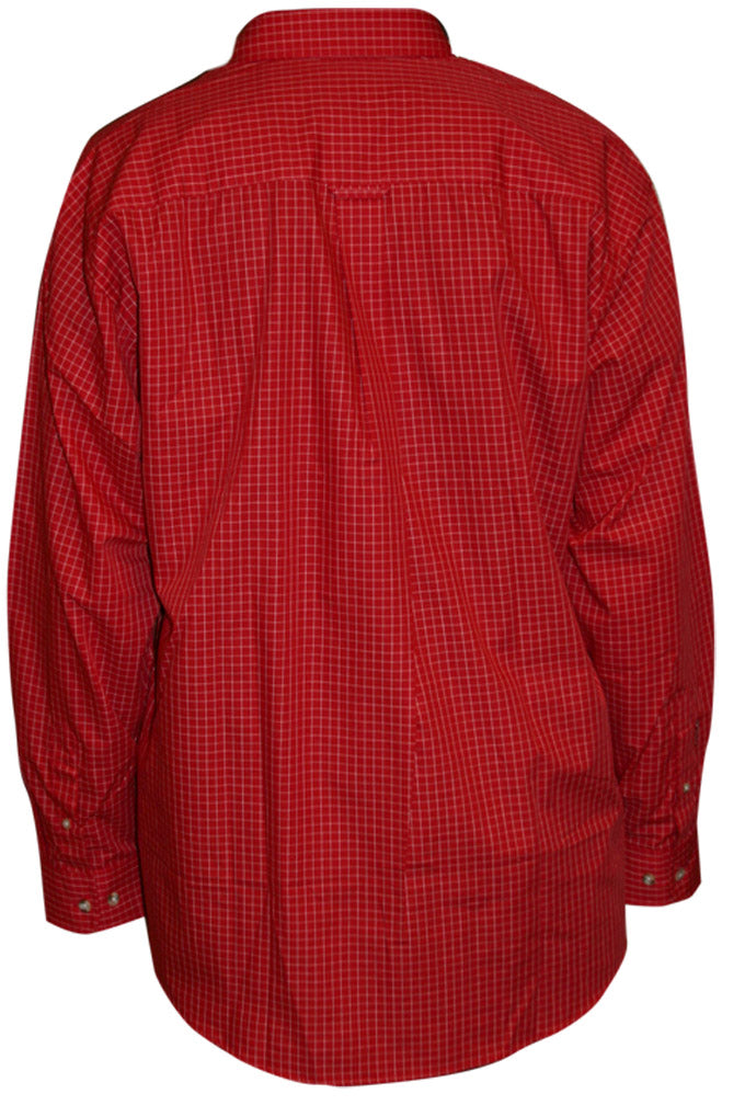 Mens Red and White Plaid L/S Button UP