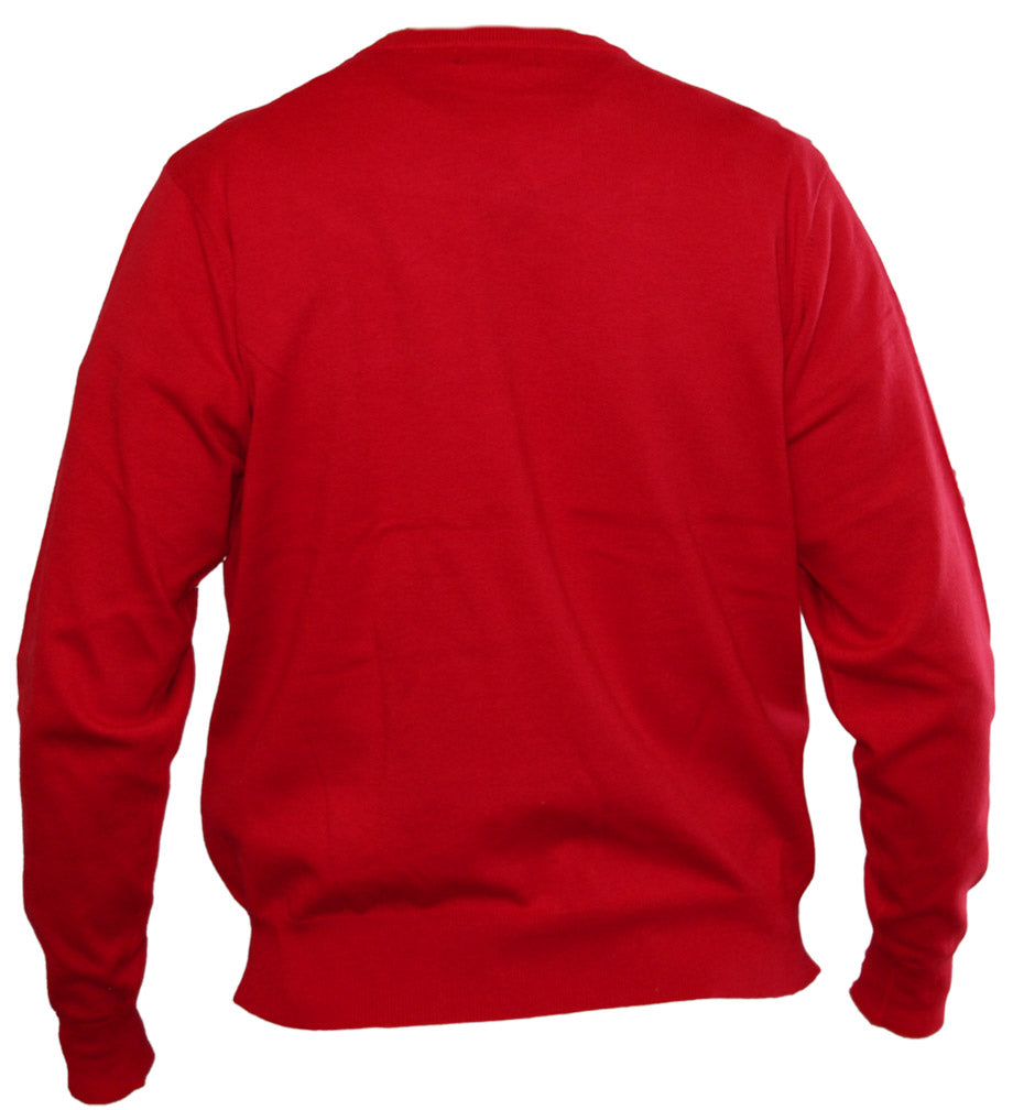 Red V Neck Men's Husker Sweater
