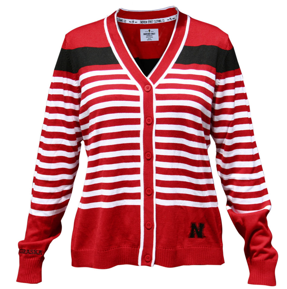 Huskers Striped Cardigan