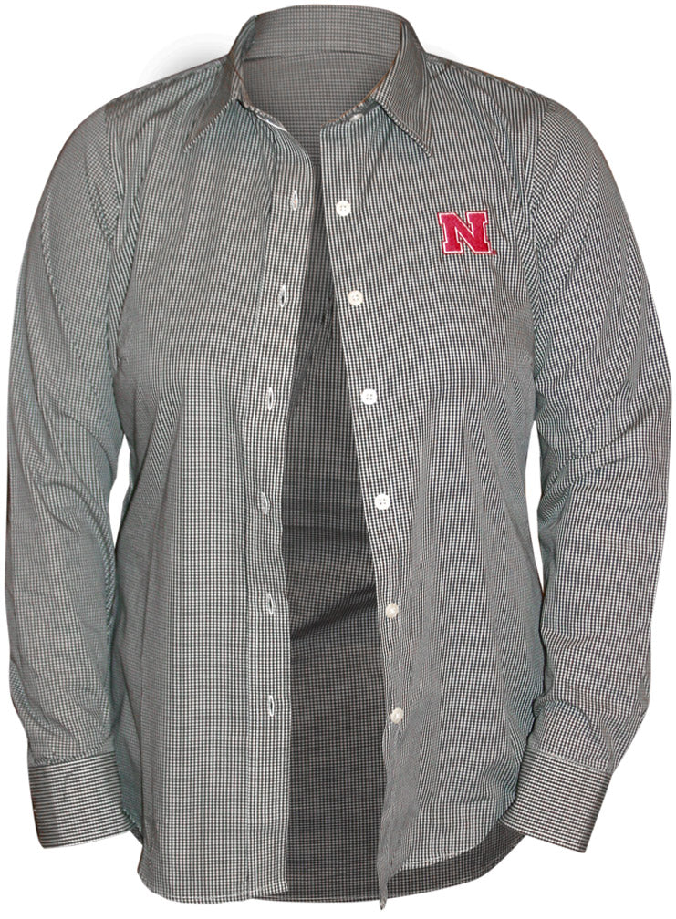 Women's Gingham Black Button up