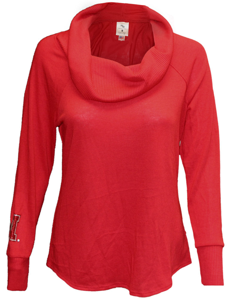 Red Nebraska Cowl Neck Sweater