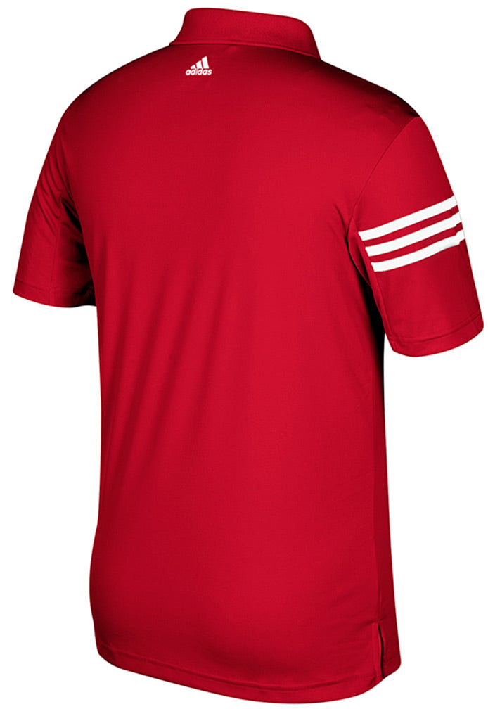 Adidas Go Big Red 3 Stripe Golf Polo