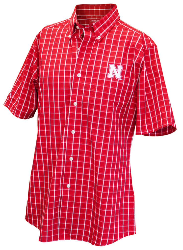 Nebraska Checkered Button Down Short Sleeve Shirt