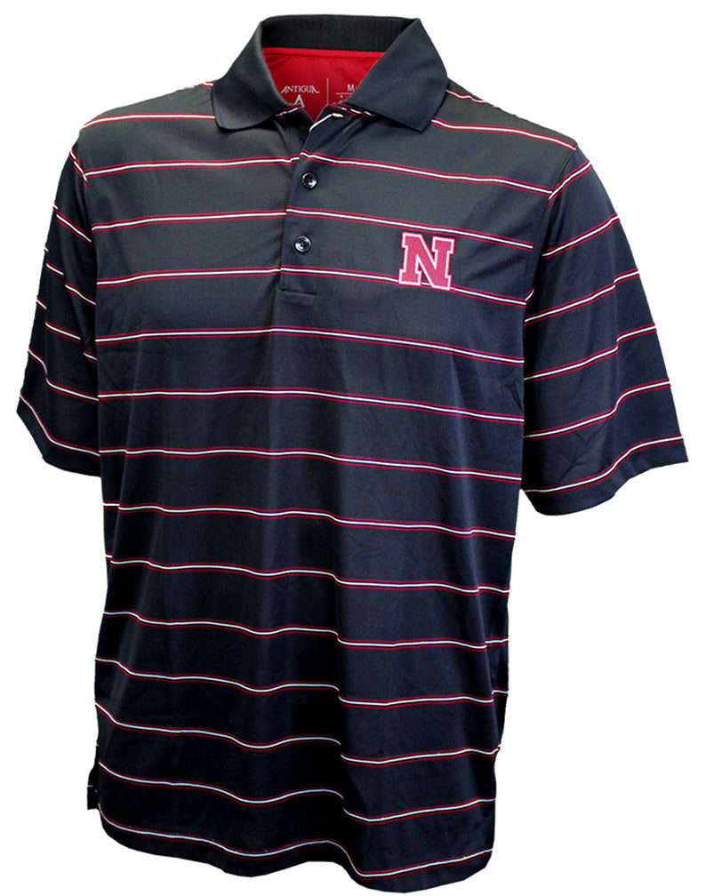 Nebraska Thin Stripe Antigua Golf Shirt