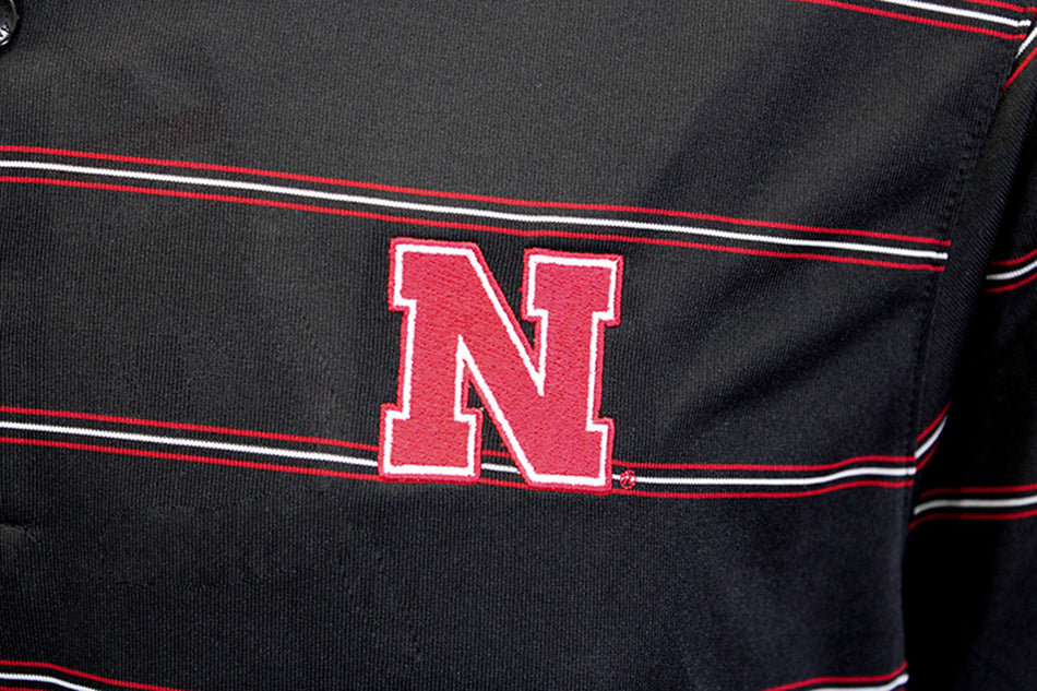Nebraska Thin Stripe Antigua Golf Shirt