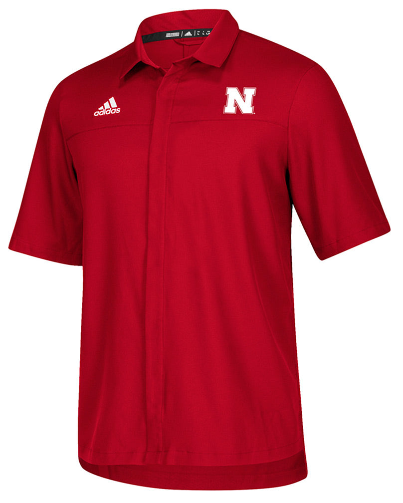 Adidas Nebraska Button Down Polo - Red
