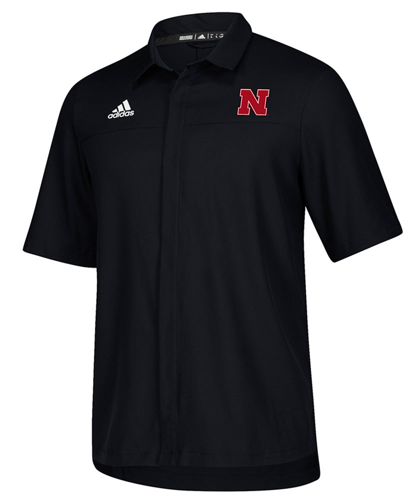 Adidas Nebraska Button Down Polo - Black