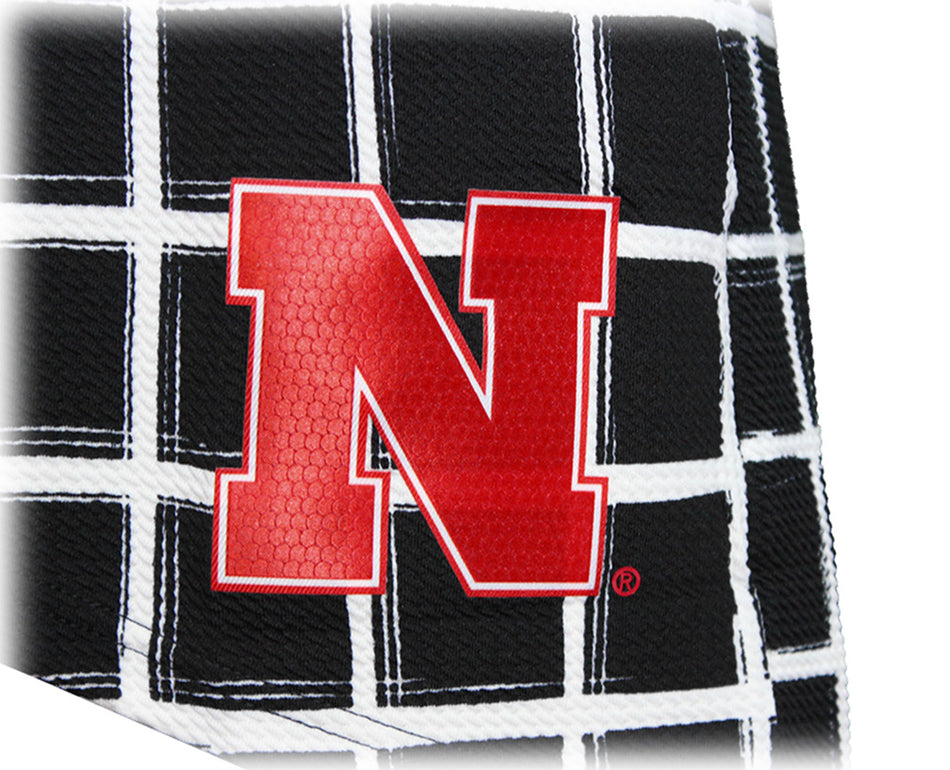 Womens Nebraska N Window Pane Three Quarter Sleeve