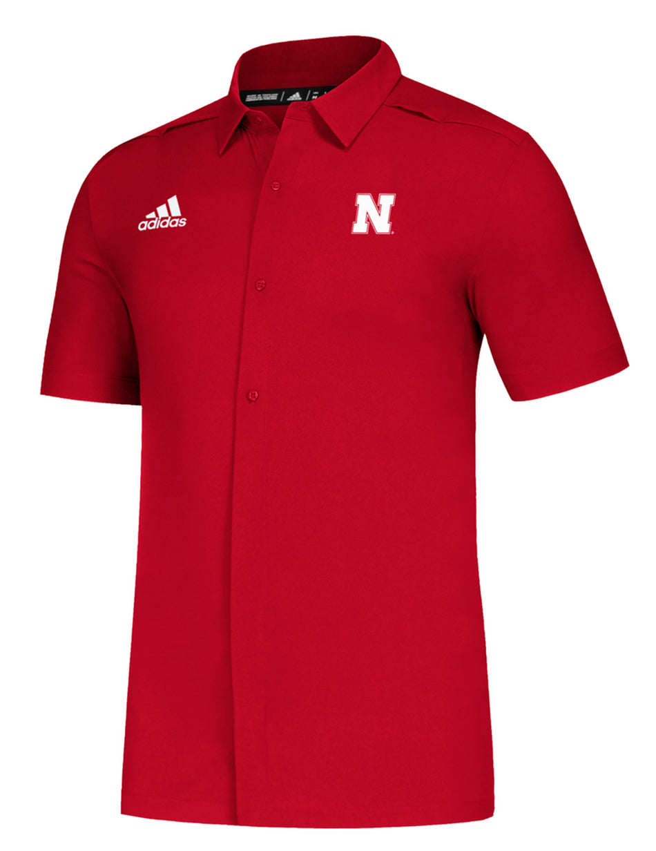 Adidas Nebraska Full Button Game Mode Polo - Red