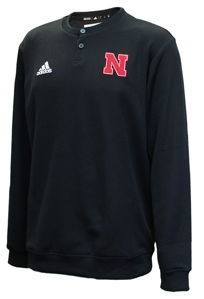 Adidas 2020 Nebraska Button Up Coaches Sweater - Black