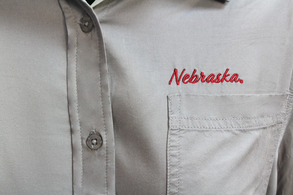 Womens Smoke Nebraska Utility Button Up