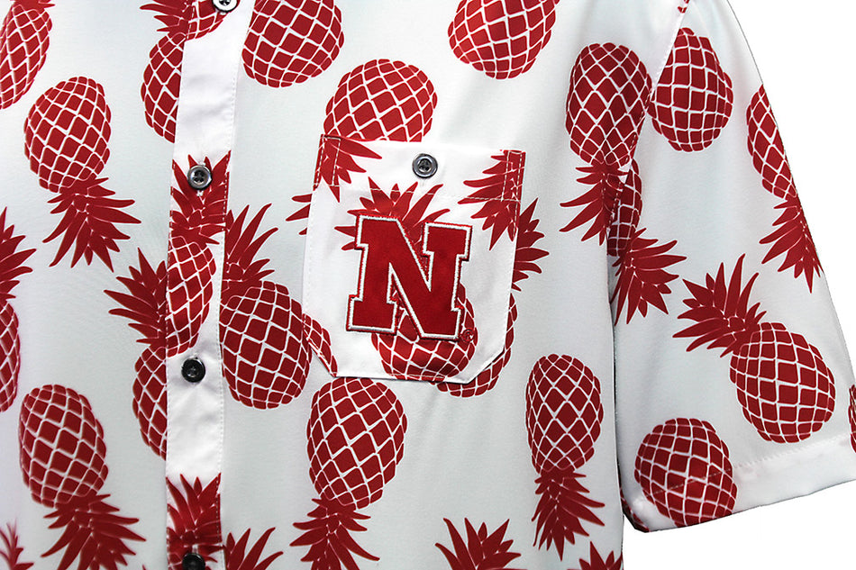 Husker Pineapples Button Up Camp Shirt