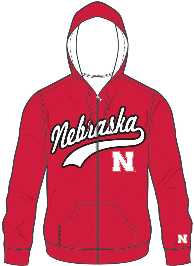 RED VARSITY FULL ZIP HOODY