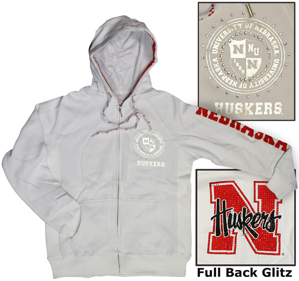 W. WHITE GLITZ HOODIE
