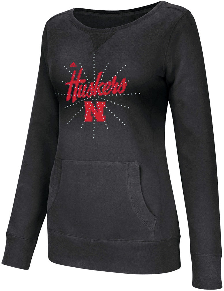 AD W. BLK CRYSTAL BURST PULLOVER CREW