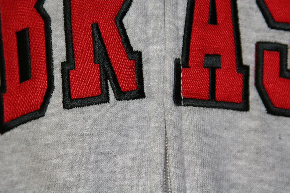 Embroidered Arch Nebraska Gray Full Zip Hoodie