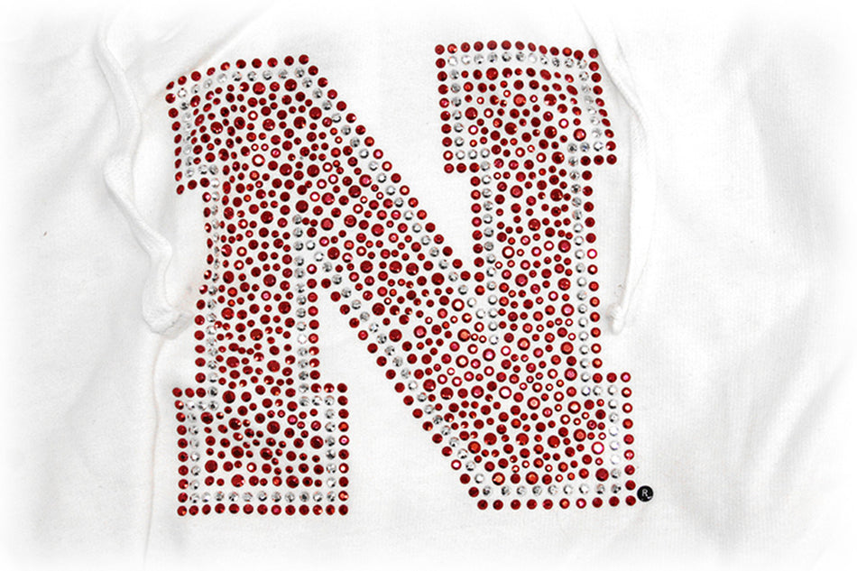 Women's White Pullover Hoody with Bling N