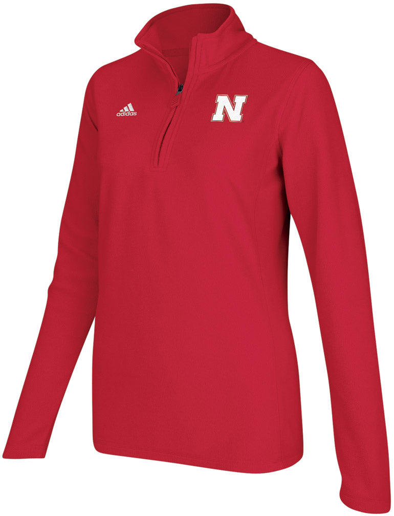 Adidas Womens Red 1/4 Zip Pull Over Fleece