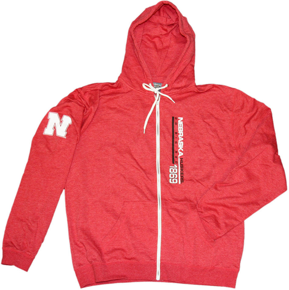 Red Contrast Full Zip Nebraska Hooded Sweatshirt
