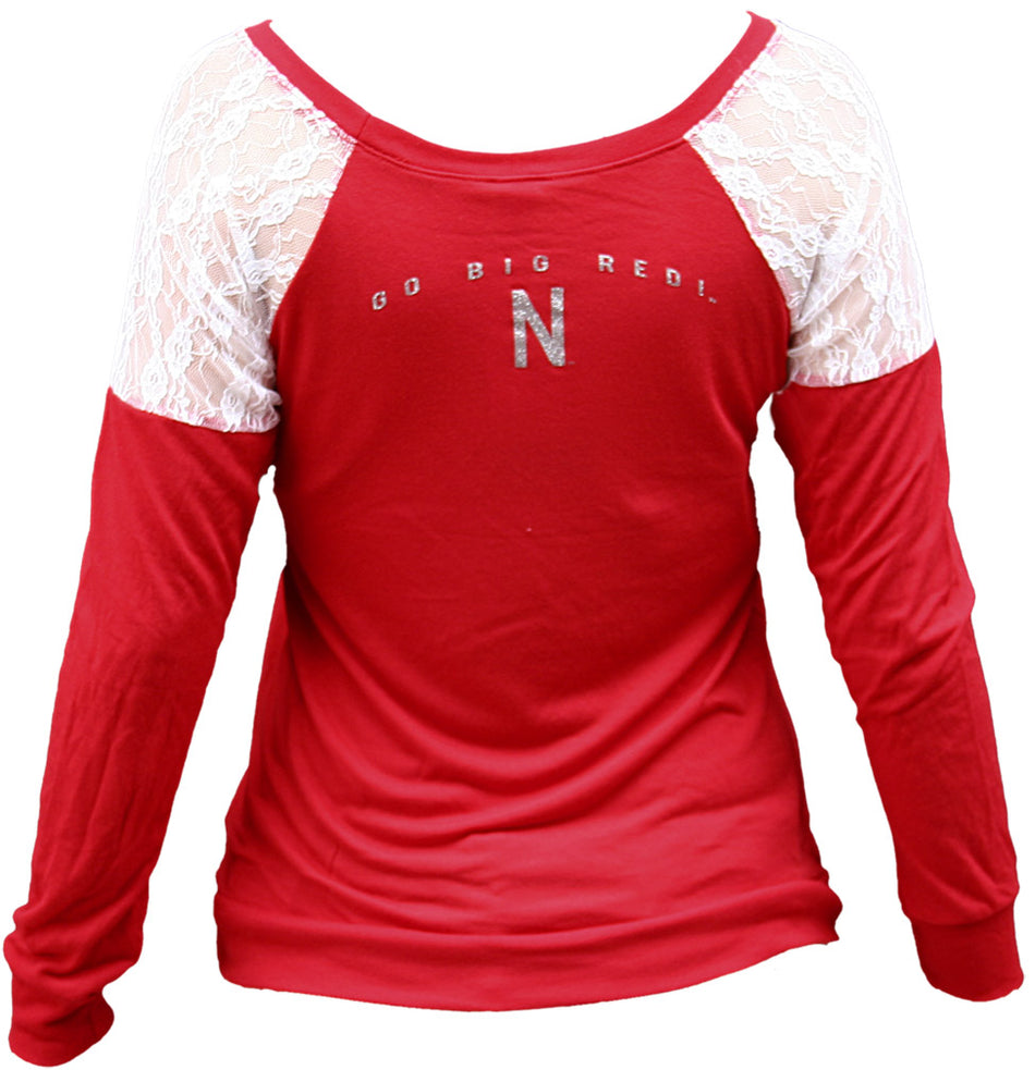 Womens White Lace L/S Raglan