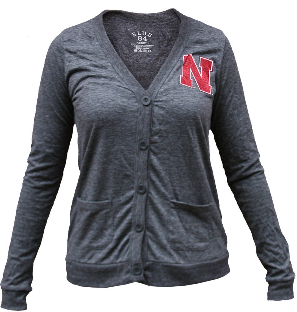 Womens Black Cardigan with Red N