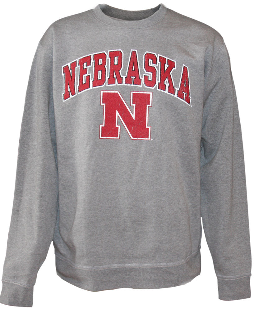 Classic Grey Crew Nebraska  Sweatshirt