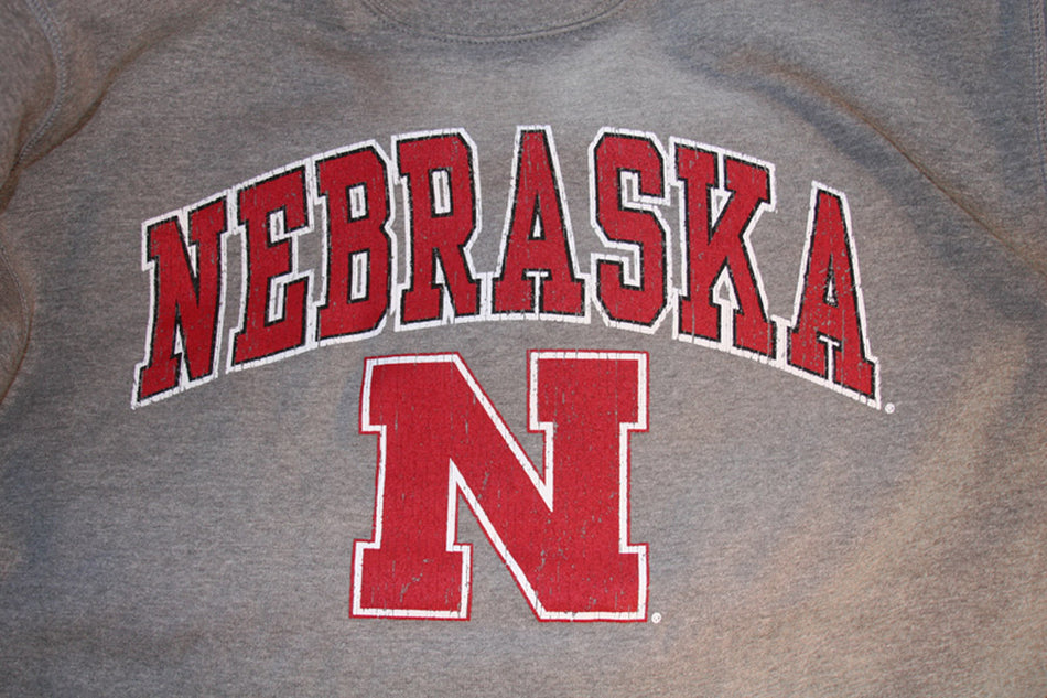 Classic Grey Crew Nebraska  Sweatshirt