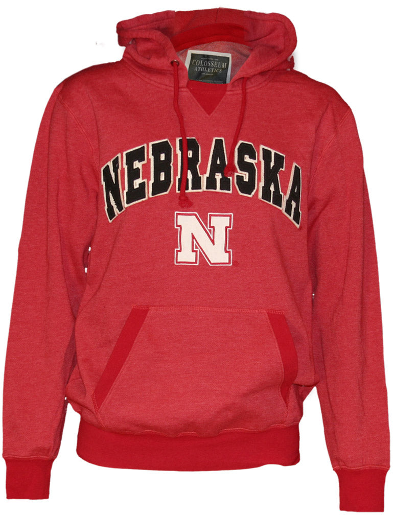 Red Nebraska Felt/ Canvas Hoodie