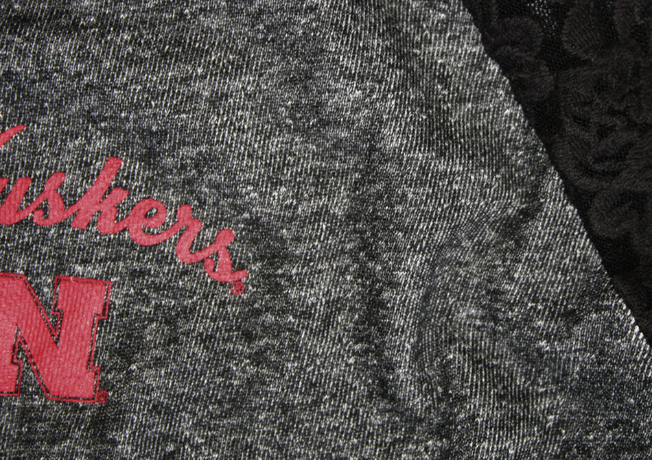 Ladies Black Lace French Terry Top