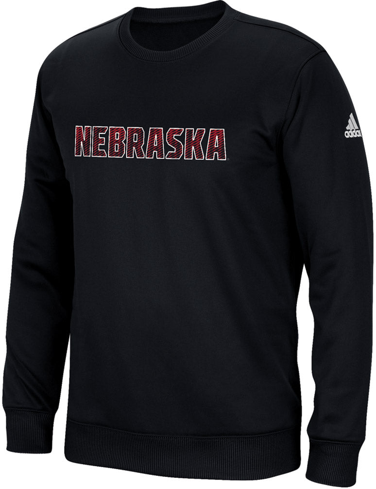 Adidas (Red N White) Nebraska Emroidered Black Crew