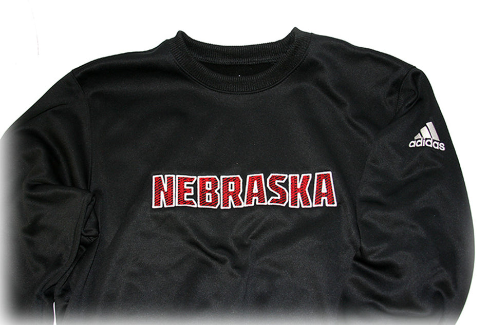 Adidas (Red N White) Nebraska Emroidered Black Crew