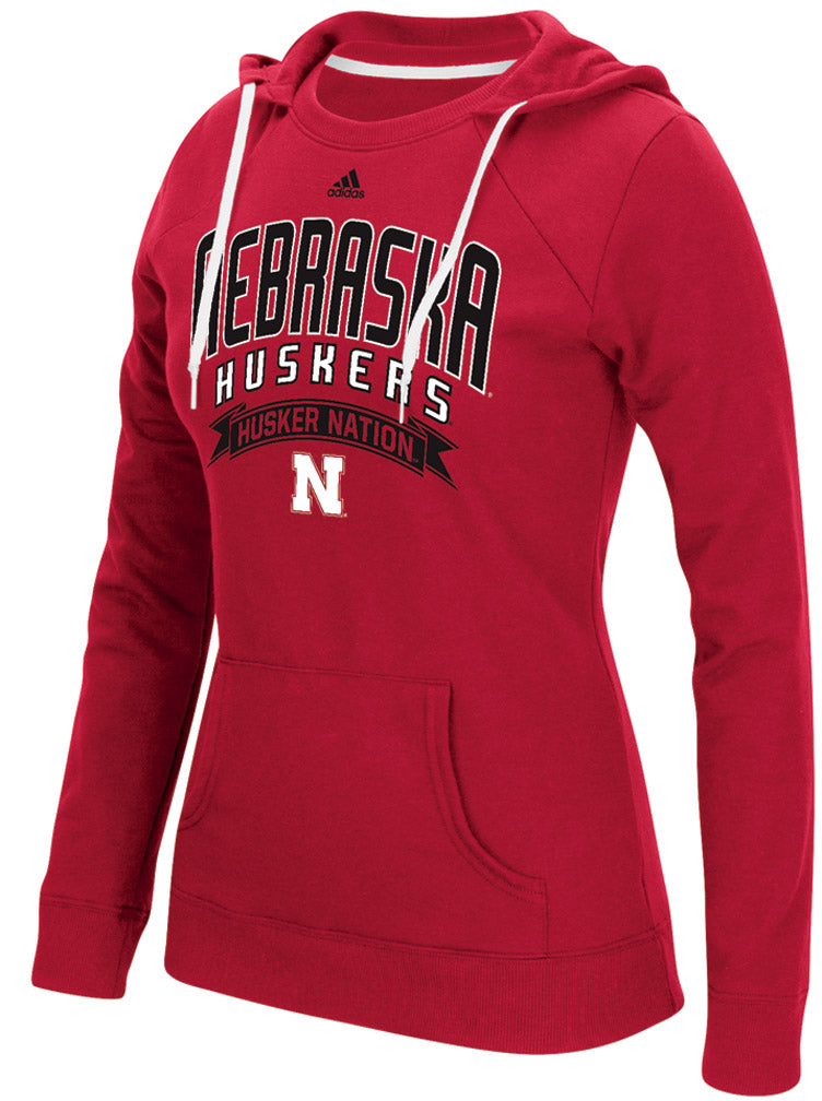 Ladies Adidas Banner Husker Nation Crewdy - Red