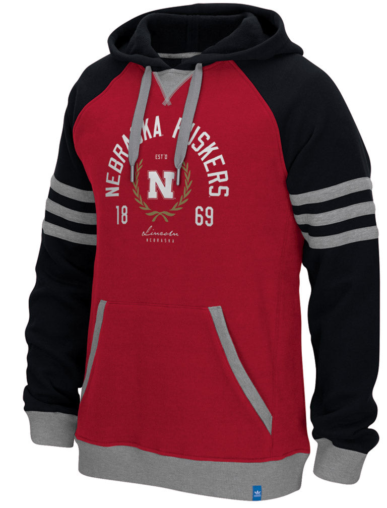 Vintage Adidas Nebraska Hooded Pullover - Red