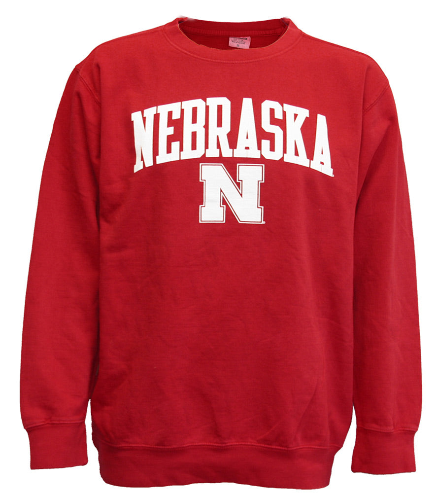 Red Fleece Arch Crew Nebraska