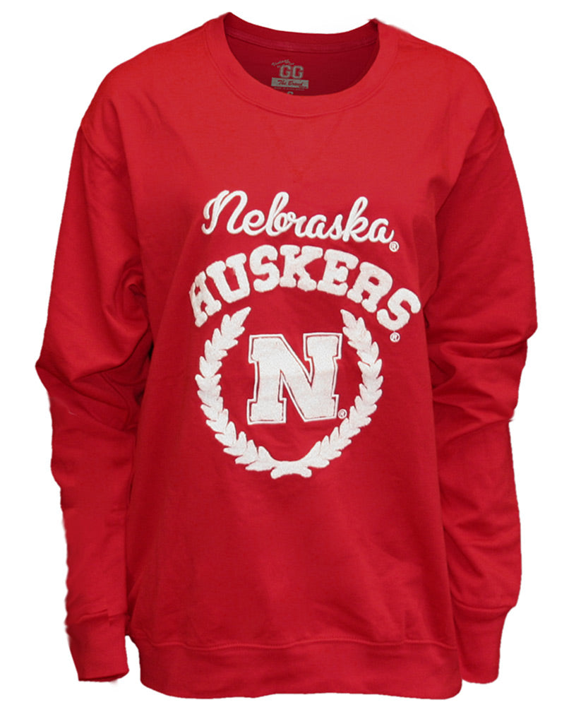 Chenille Nebraska N Emblem Over-size Crew