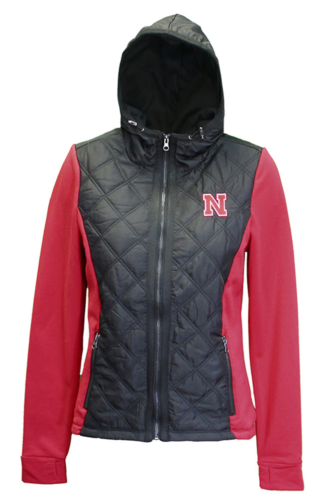 Go Big Red Womens Hooded Puff Jacket