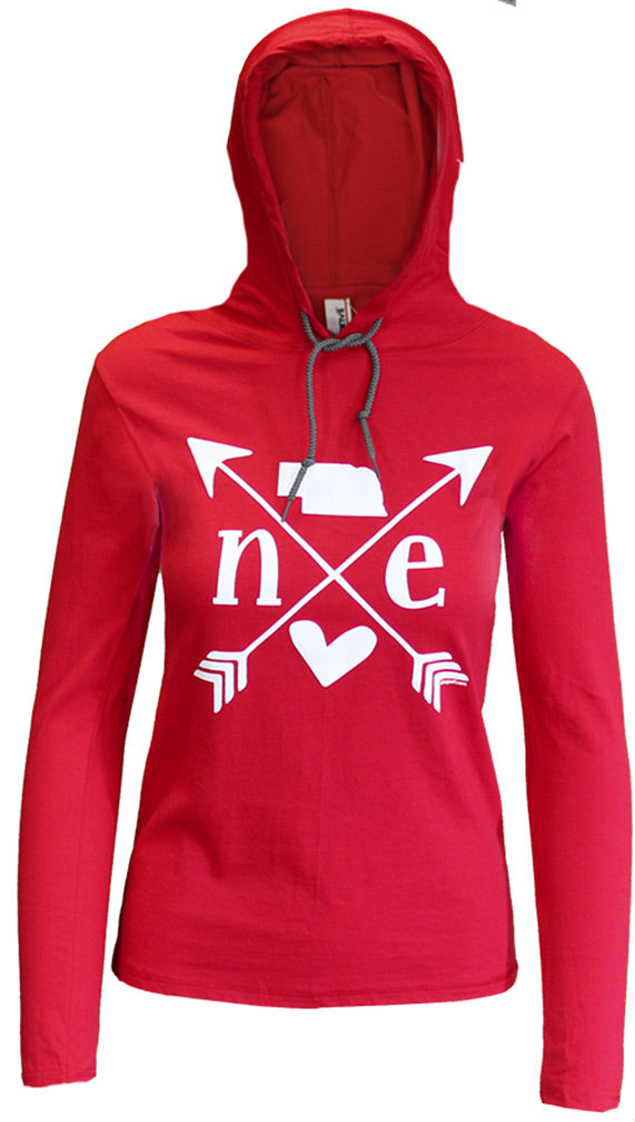 Nebraska Heart Ladies Lightweight Hoodie