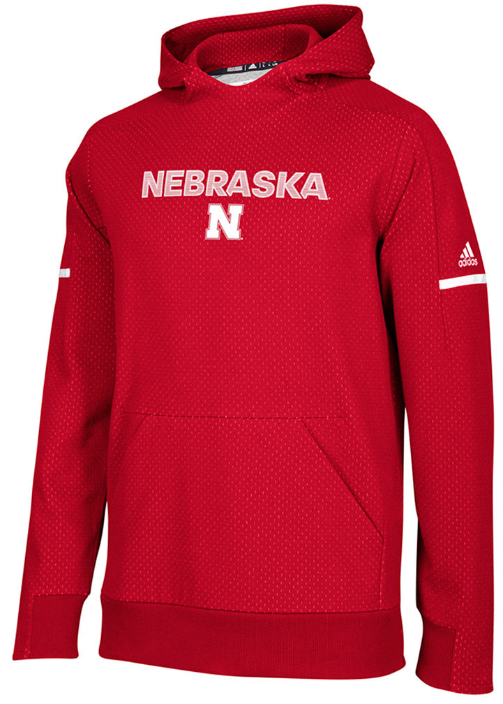 Adidas Nebraska Stacked Sideline Hoodie - Red