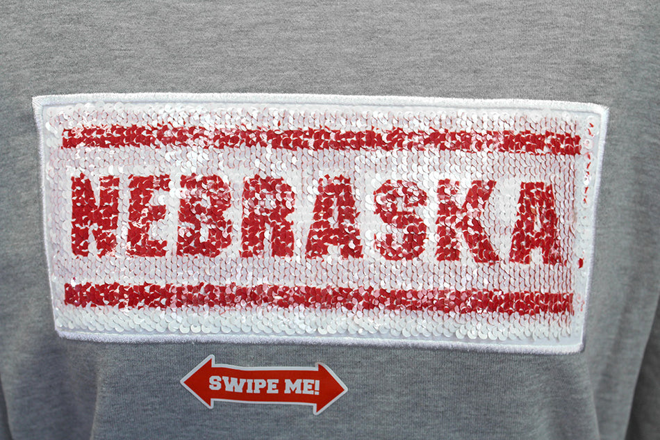 Nebraska Womens Reverse Sequin Sweatshirt