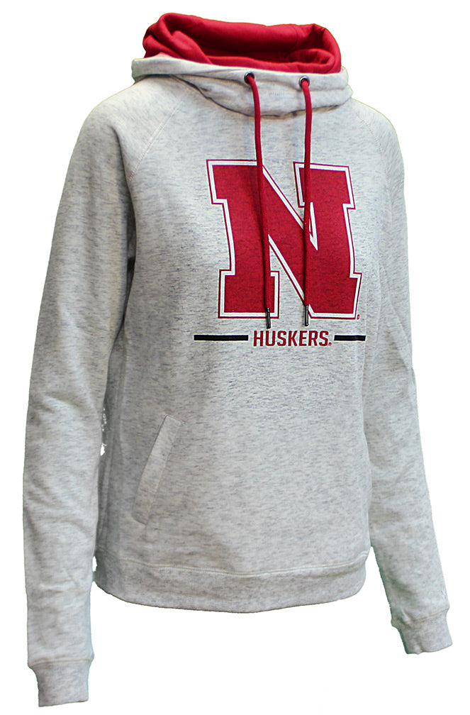 Womens Nebraska Lily Funnel Neck Hoodie