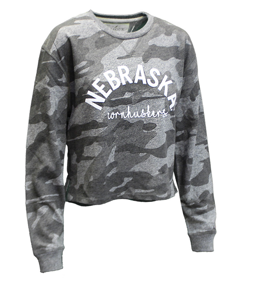 Womens  Cornhuskers Camo Crew