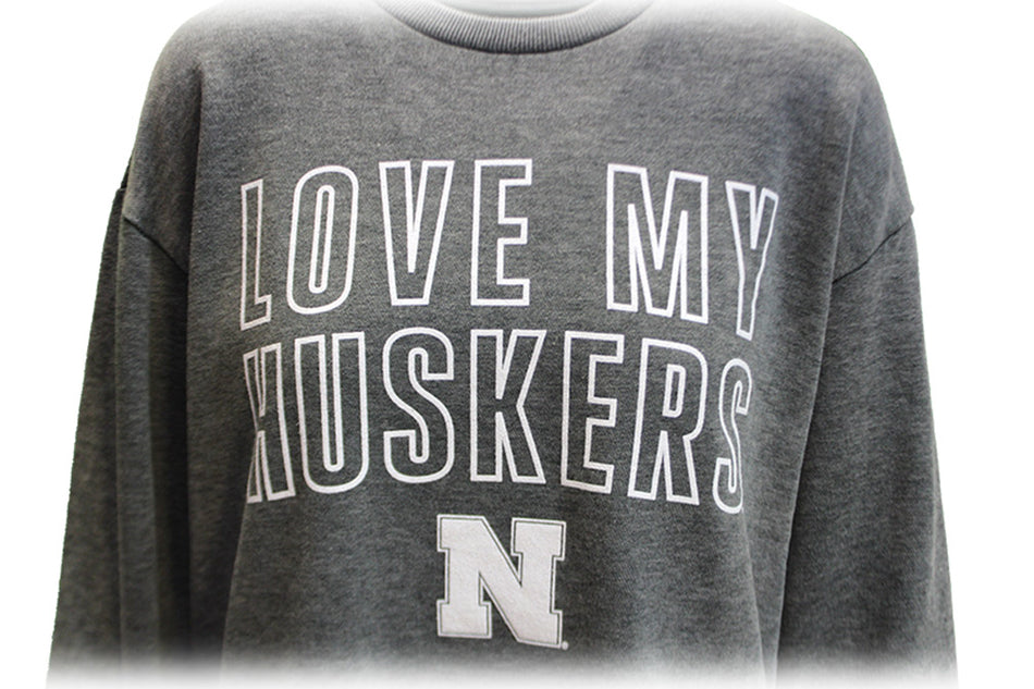 Womens Love My Huskers Crew