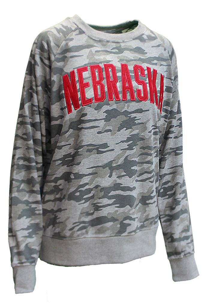 Womens Camo Nebraska Crew