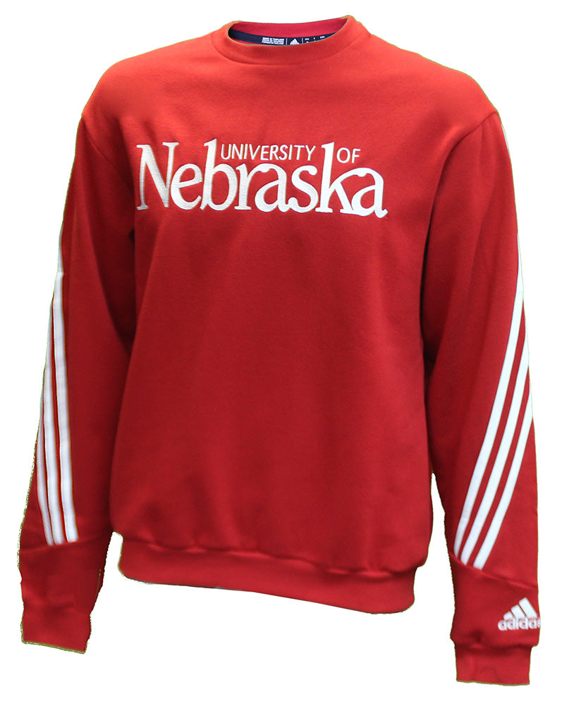 Adidas University Of Nebraska Three Striped Skybox Crew
