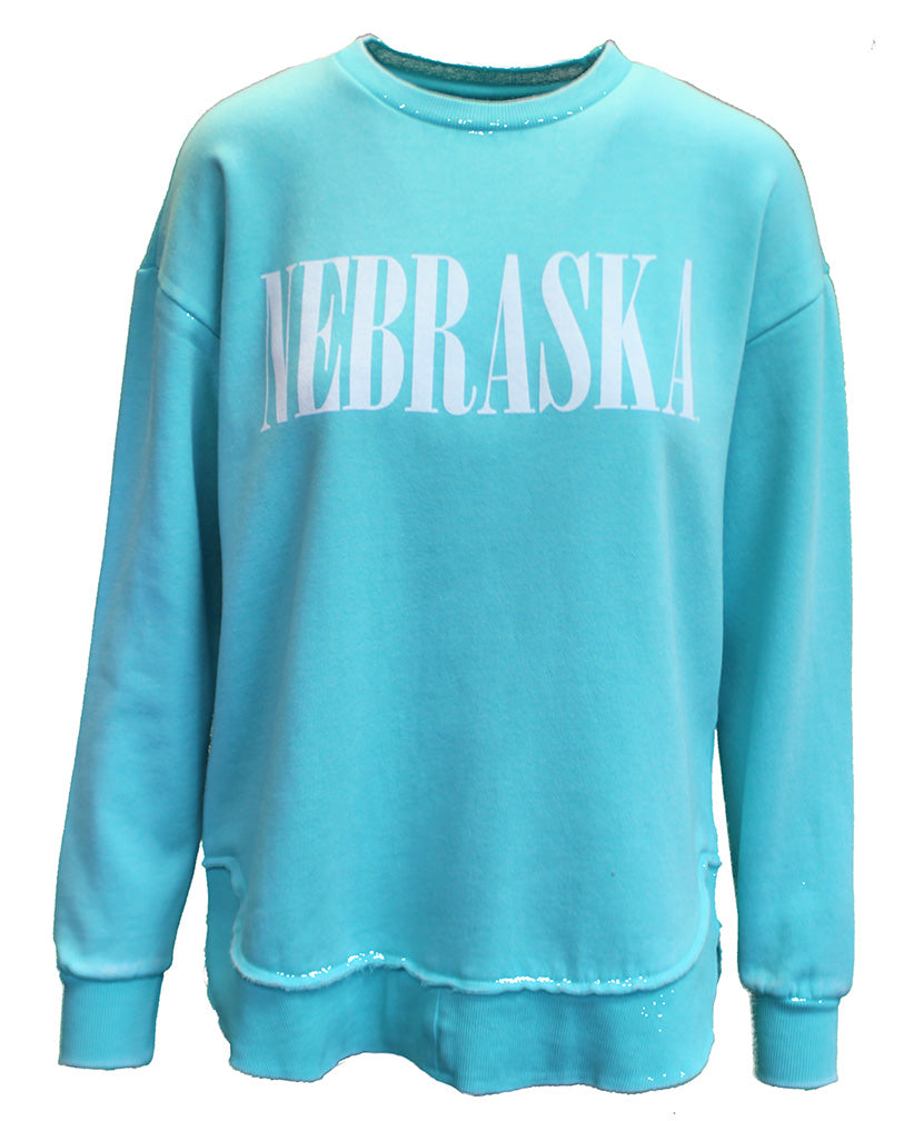 Womens Nebraska Beach Mint Showtime Poncho Top
