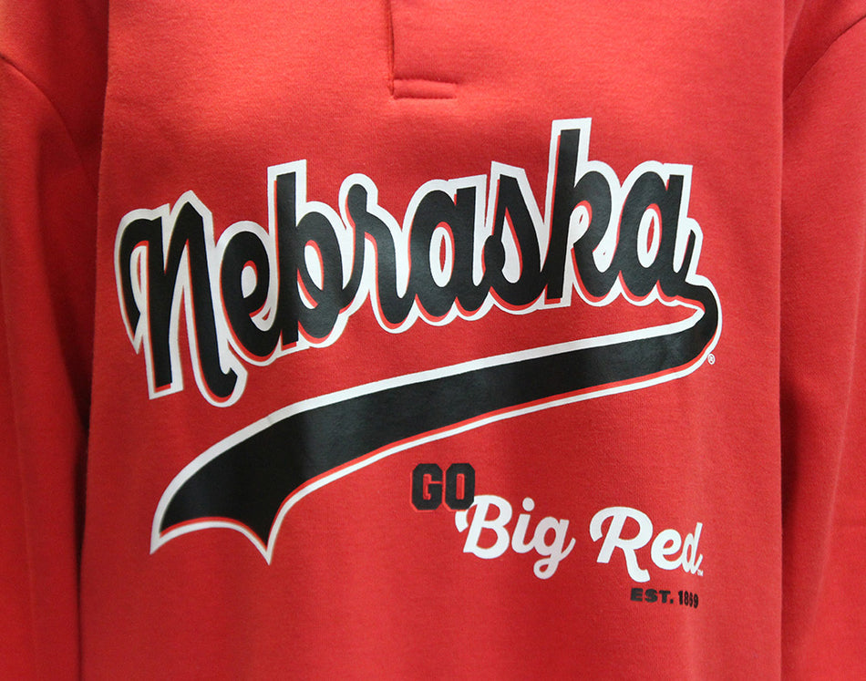 Womens Nebraska Happy Day Knit Collared Pullover