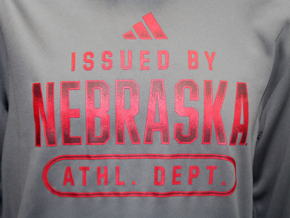Adidas Locker Issued Nebraska Athl. Dept. Fleece Hood - Grey
