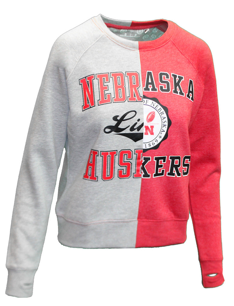 Womens Half N Half Nebraska Fleece Sweat